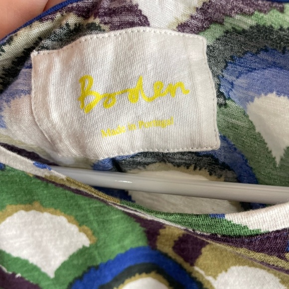 Boden Fan Scallop Print Alyssa Miller Collection Tee Shirt - Blue/Green - Size 2 - Picture 3 of 9